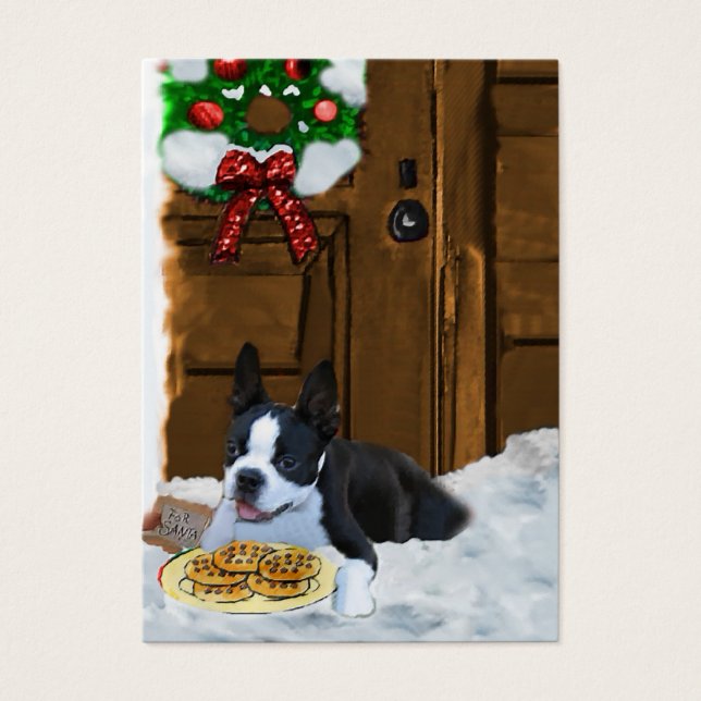Boston Terrier-kerstcadeautjes Visitekaartjes (Voorkant)