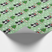 Boston Terrier-kerstCartoon Cadeaupapier (Hoek)