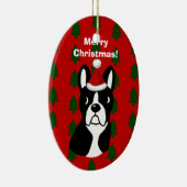 Boston Terrier-kerstCartoon Keramisch Ornament (Rechts)