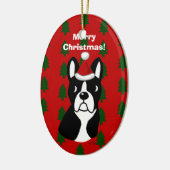 Boston Terrier-kerstCartoon Keramisch Ornament (Links)