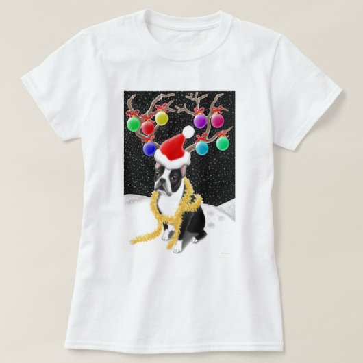 Boston Terrier-kerstdames Babydoll Shirt (Design voorkant)