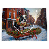 Boston Terrier Kerstfeest Seizoen Groot Cadeauzakje (Voorkant)