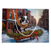 Boston Terrier Kerstfeest Seizoen Groot Cadeauzakje (Achterkant)