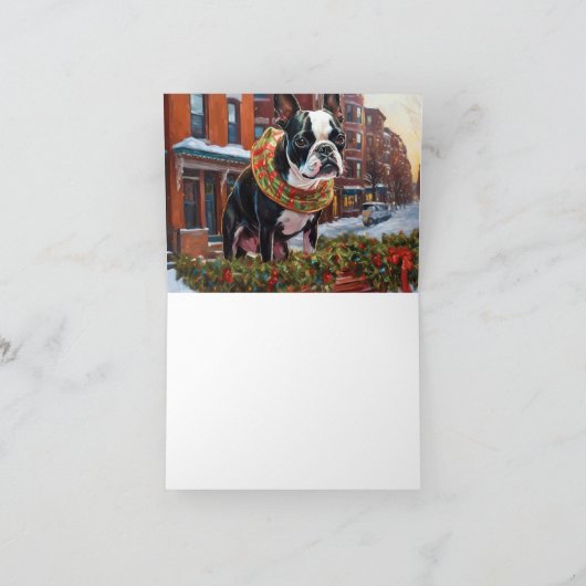 Boston Terrier Kerstfeest Seizoen Kaart (Binnen)