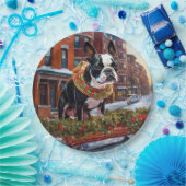Boston Terrier Kerstfeest Seizoen Papieren Bordje (Feest)