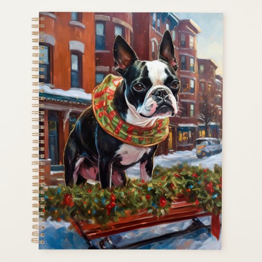 Boston Terrier Kerstfeest Seizoen Planner (Voorkant)