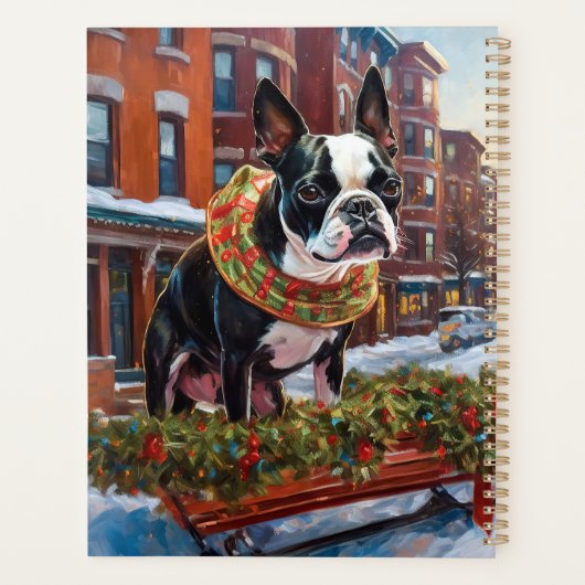 Boston Terrier Kerstfeest Seizoen Planner (Achterkant)