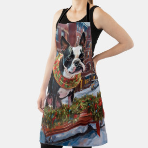 Boston Terrier Kerstfeest Seizoen Schort