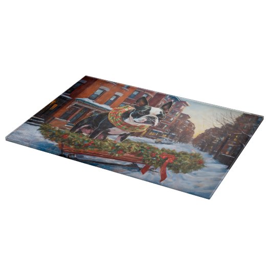 Boston Terrier Kerstfeest Seizoen Snijplank (Hoek)