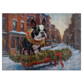 Boston Terrier Kerstfeest Seizoen Snijplank (Voorkant)