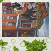 Boston Terrier Kerstfeest Seizoen Theedoek (Gevouwen)