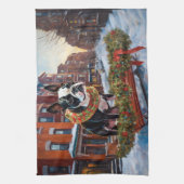 Boston Terrier Kerstfeest Seizoen Theedoek (Verticaal)