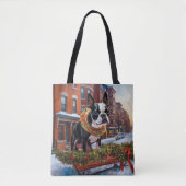 Boston Terrier Kerstfeest Seizoen Tote Bag (Voorkant)