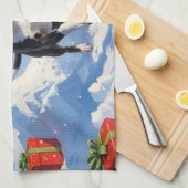 Boston Terrier Kerstfeest Sneeuwlandschap Theedoek (Quarter Fold)
