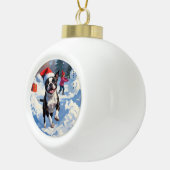 Boston Terrier Kerstfeest Sneeuwscène Keramische Bal Ornament (Rechts)