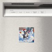 Boston Terrier Kerstfeest Sneeuwscène Magneet (Insitu (Vaatwasser))