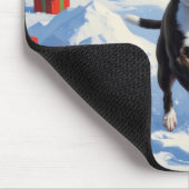 Boston Terrier Kerstfeest Sneeuwscène Muismat (Hoek)