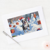 Boston Terrier Kerstfeest Sneeuwscène Rechthoekige Sticker (Envelop)