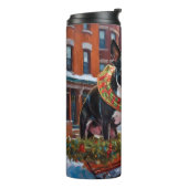 Boston Terrier Kerstfeestijd Thermosbeker (Gedraaid links)