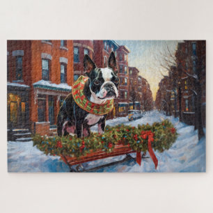Boston Terrier Kerstfeestseizoen Legpuzzel
