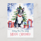 Boston Terrier Kerstgroeten voor honden mensen Briefkaart (Voorkant)