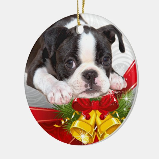 Boston Terrier Kersthangende Ornament (Links)