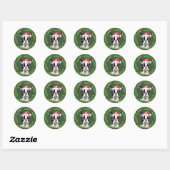 Boston Terrier Kersthond Puppy Mailing Ronde Sticker (Vel)