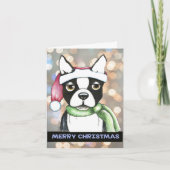Boston Terrier-kerstkaart Feestdagen Kaart (Voorkant)