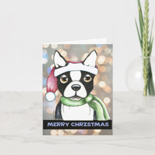Boston Terrier-kerstkaart Feestdagen Kaart