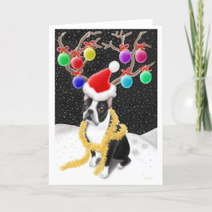 Boston Terrier-kerstkaart Feestdagen Kaart