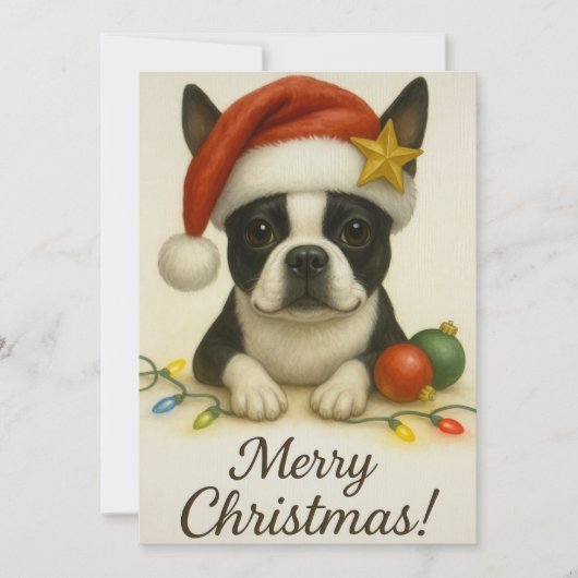 Boston Terrier Kerstkaart Kaart (Voorkant)