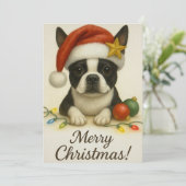 Boston Terrier Kerstkaart Kaart (Staand voorkant)