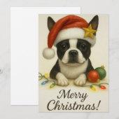 Boston Terrier Kerstkaart Kaart (Voorkant / Achterkant)