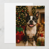 Boston Terrier Kerstkaart Kaart (Voorkant / Achterkant)