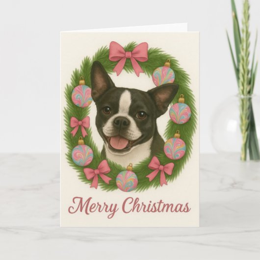 Boston Terrier Kerstkaart Kaart (Voorkant)