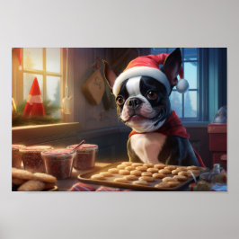 Boston Terrier Kerstkoekjes Feestelijke vakantie Poster