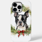 Boston Terrier Kerstkrans Feestelijke Pup Case-Mate iPhone Case (Achterkant)