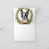 Boston Terrier Kerstkrans Feestelijke Pup Kaart (Binnen)