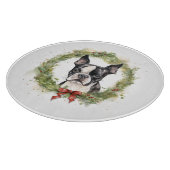 Boston Terrier Kerstkrans Feestelijke Pup Snijplank (Hoek)