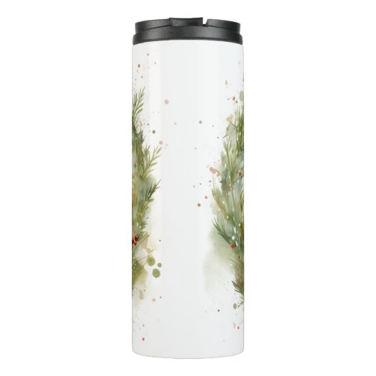 Boston Terrier Kerstkrans Feestelijke Pup Thermosbeker (Achterkant)