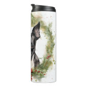 Boston Terrier Kerstkrans Feestelijke Pup Thermosbeker (Geroteerd rechts)