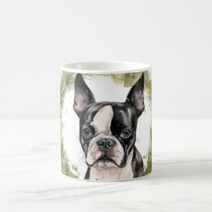 Boston Terrier Kerstkrans Festieve Pup Koffiemok