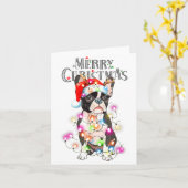 Boston Terrier Kerstlichten Xmas Hond Kaart (Gele Bloem)