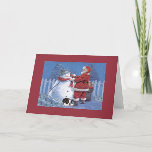 Boston Terrier Kerstman en Santa Gretin Feestdagen Kaart