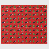 Boston Terrier Kerstmis 2 Cartoon Cadeaupapier (Vlak)