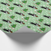 Boston Terrier Kerstmis 2 Cartoon Cadeaupapier (Hoek)
