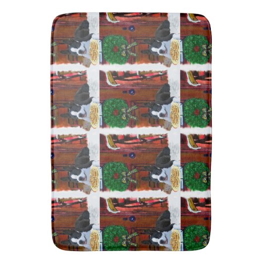 Boston Terrier Kerstmis Badmat (Voorkant Verticaal)