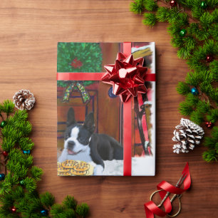 Boston Terrier Kerstmis Cadeaupapier