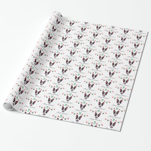 Boston Terrier Kerstmis Cadeaupapier (Uitgerold)