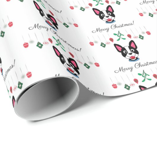 Boston Terrier Kerstmis Cadeaupapier (Rol Hoek)
